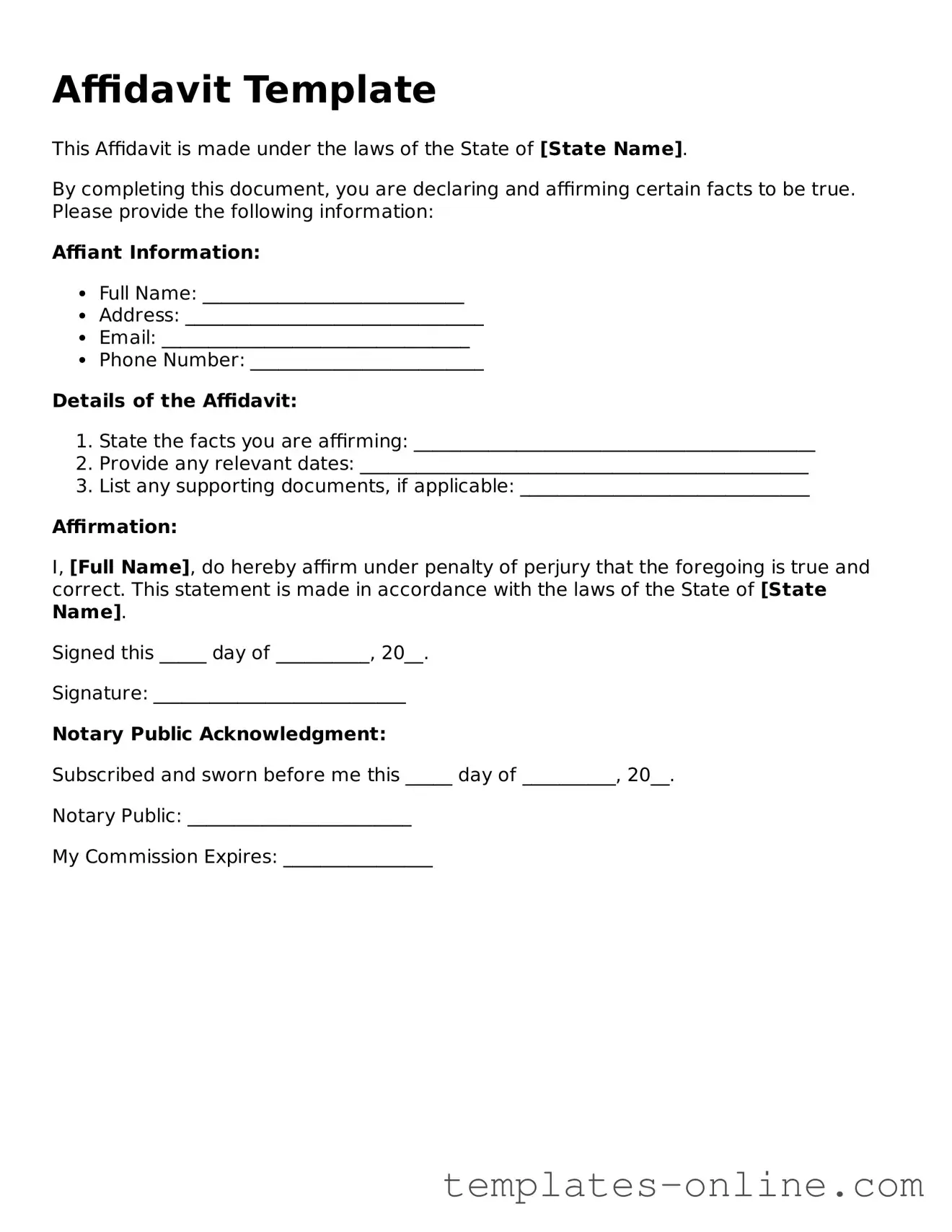 Attorney-Verified Affidavit Template