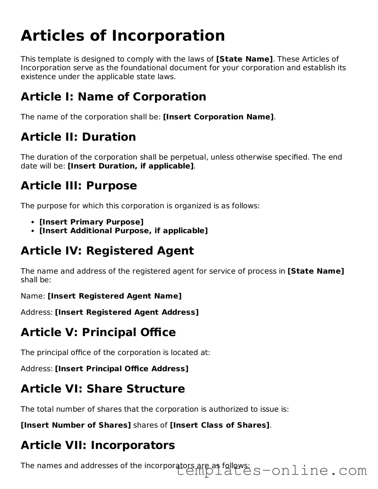 Attorney-Verified Articles of Incorporation Template