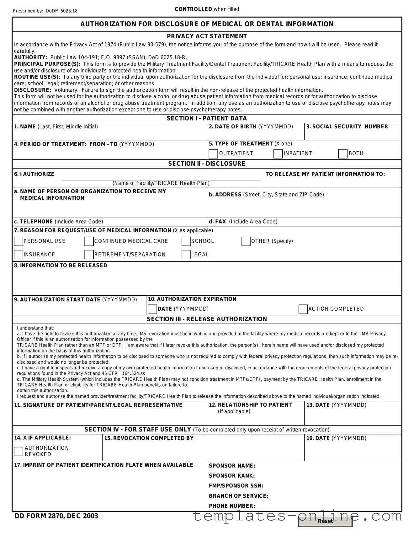 DD 2870 Template