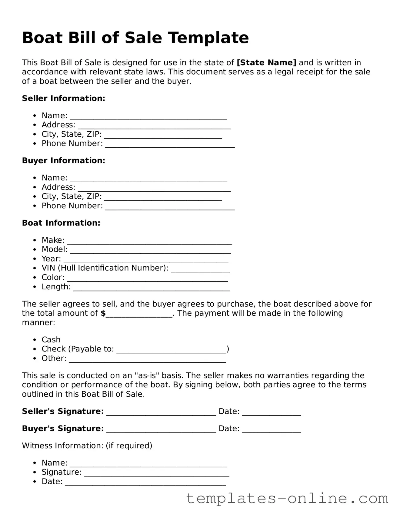 Attorney-Verified Boat Bill of Sale Template