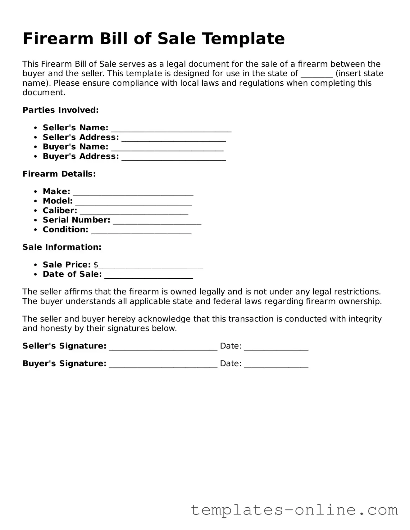 Attorney-Verified Firearm Bill of Sale Template