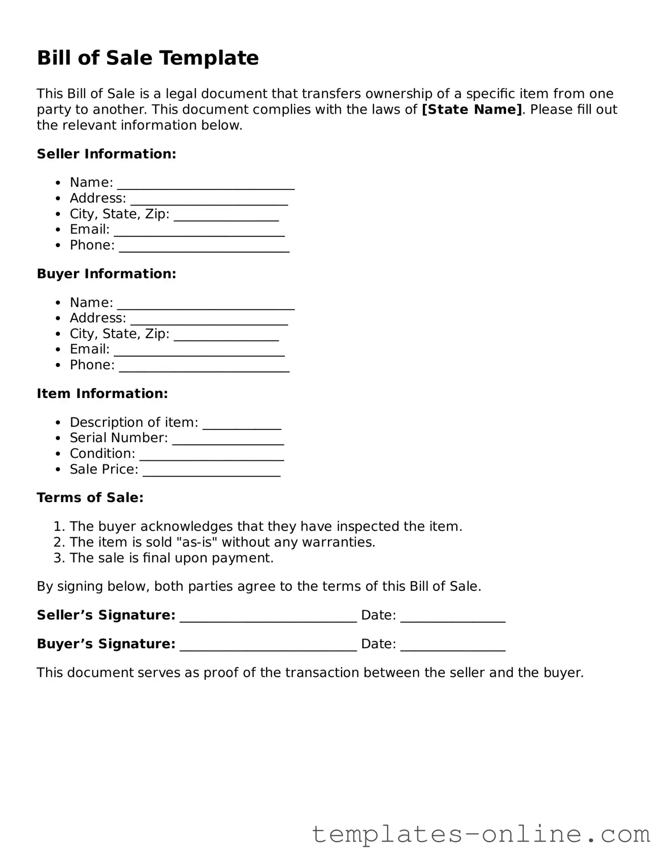 Attorney-Verified Bill of Sale Template