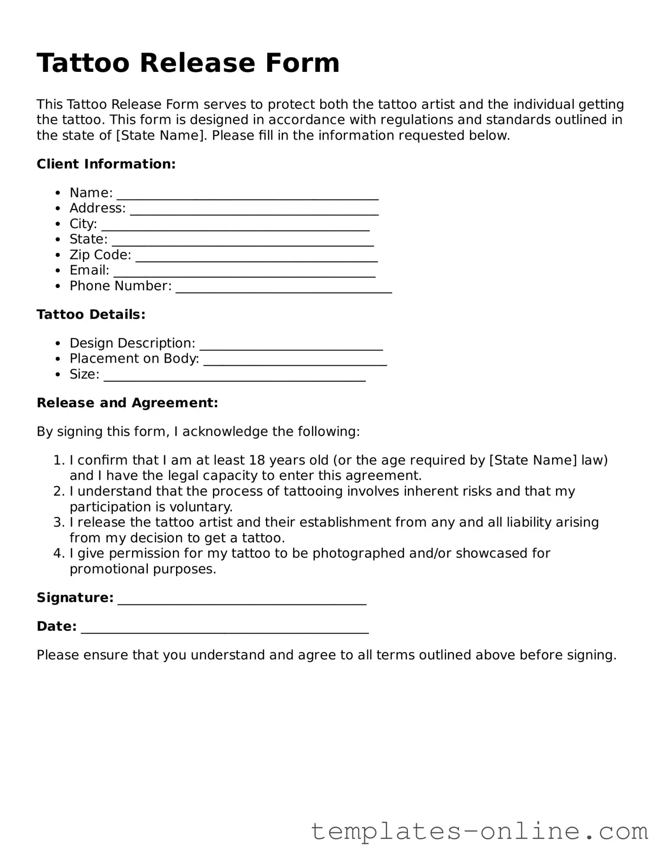 Attorney-Verified Tattoo Release Template