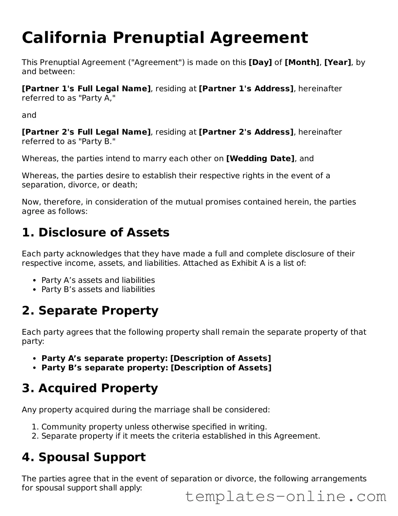 Valid  Prenuptial Agreement Template for California