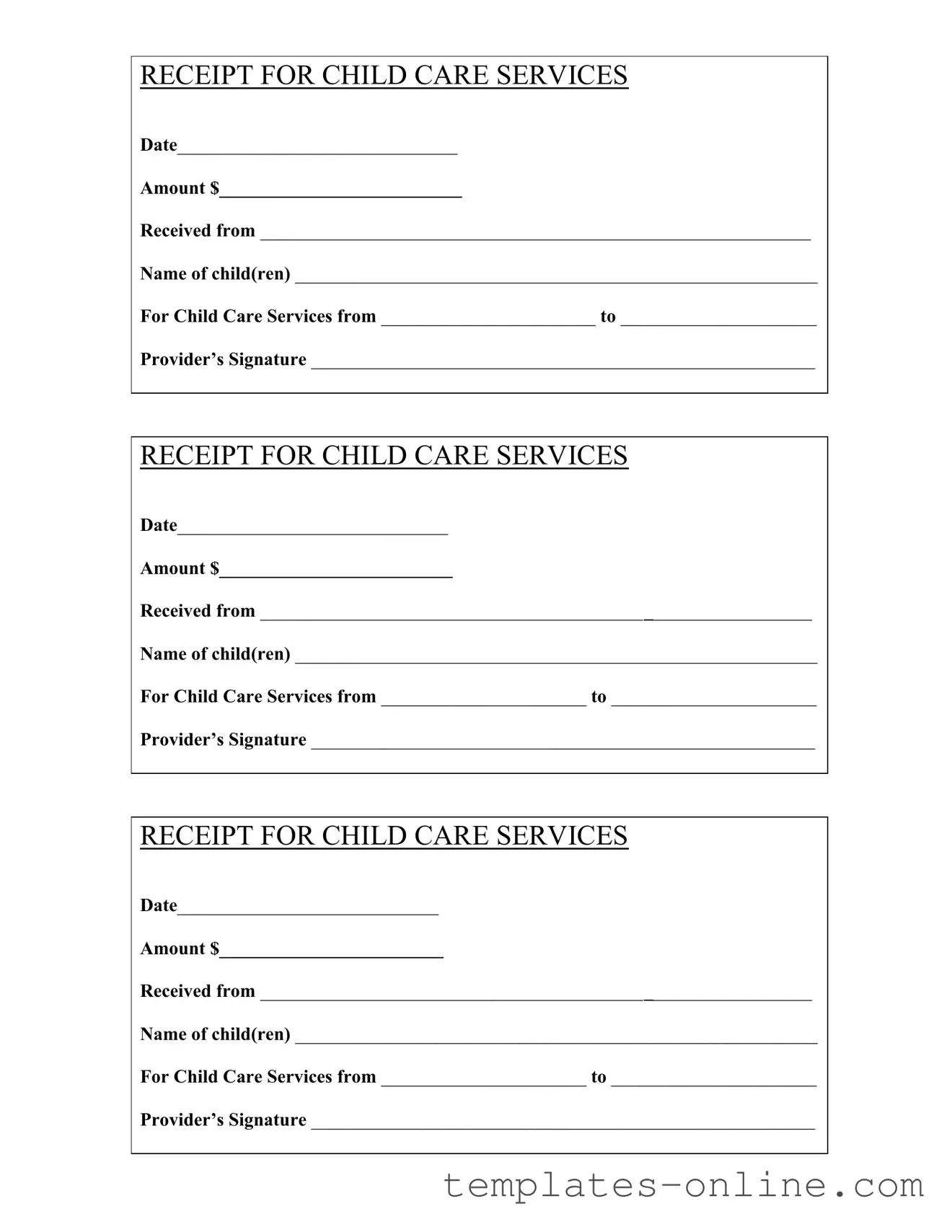 Childcare Receipt Template
