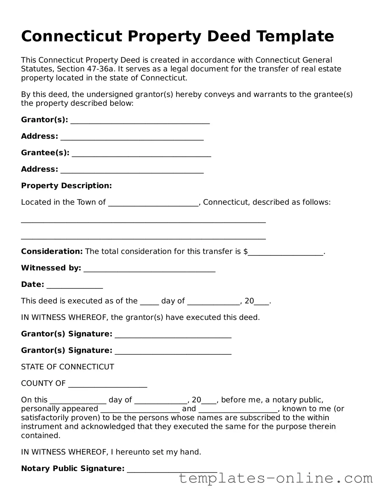 Valid  Deed Template for Connecticut