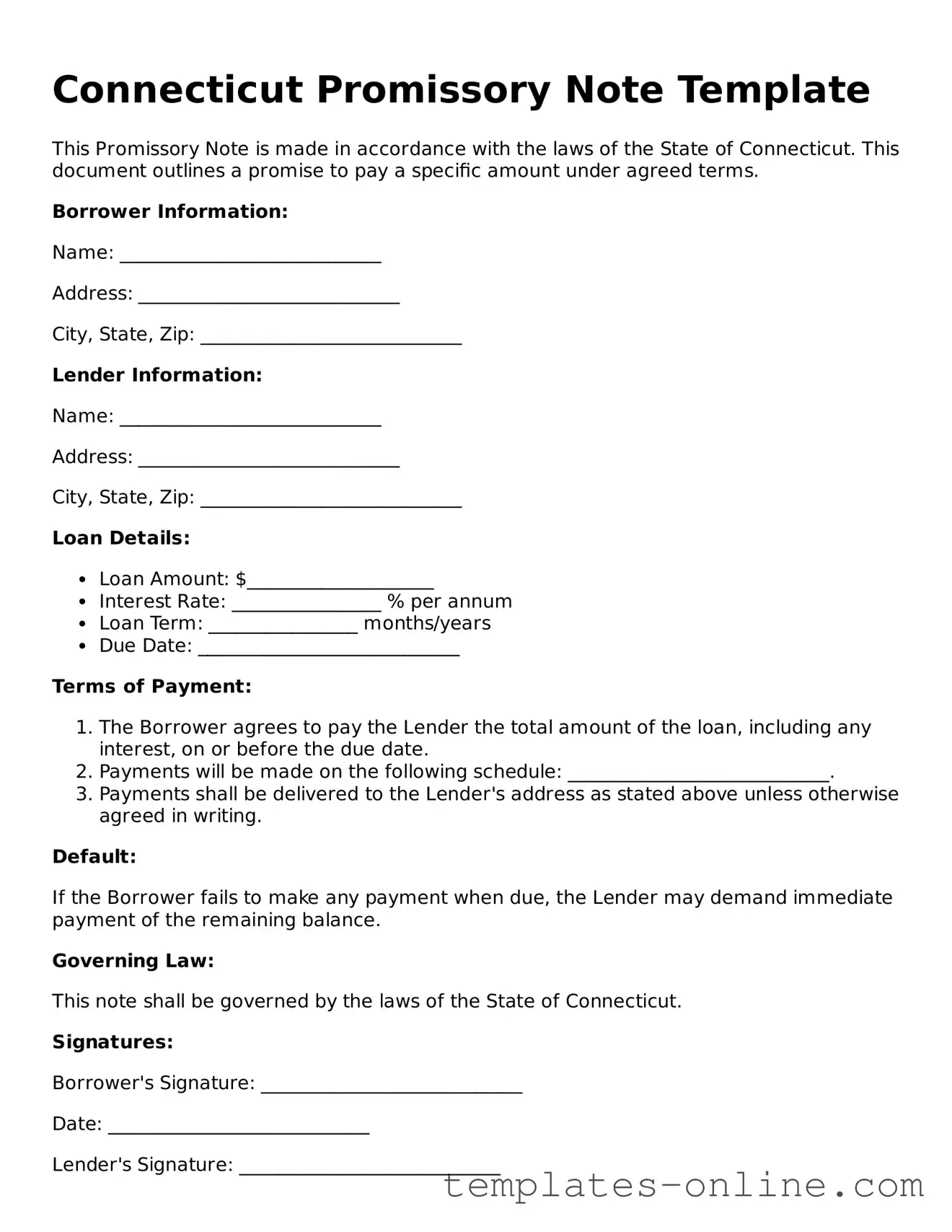 Valid  Promissory Note Template for Connecticut