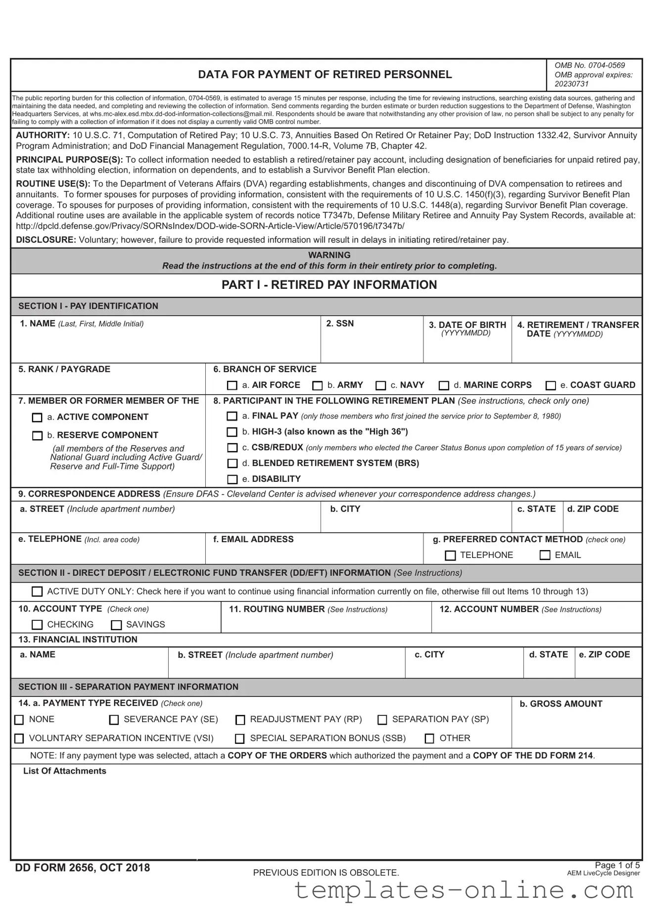 DD 2656 Template