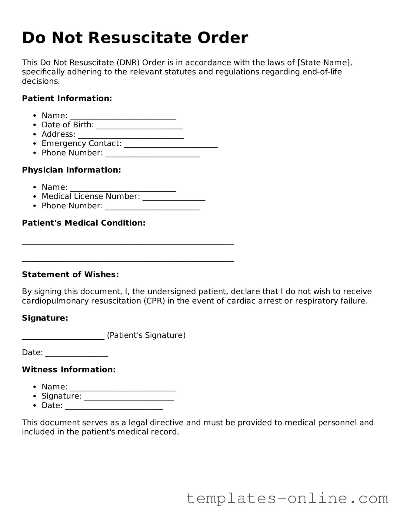 Attorney-Verified Do Not Resuscitate Order Template