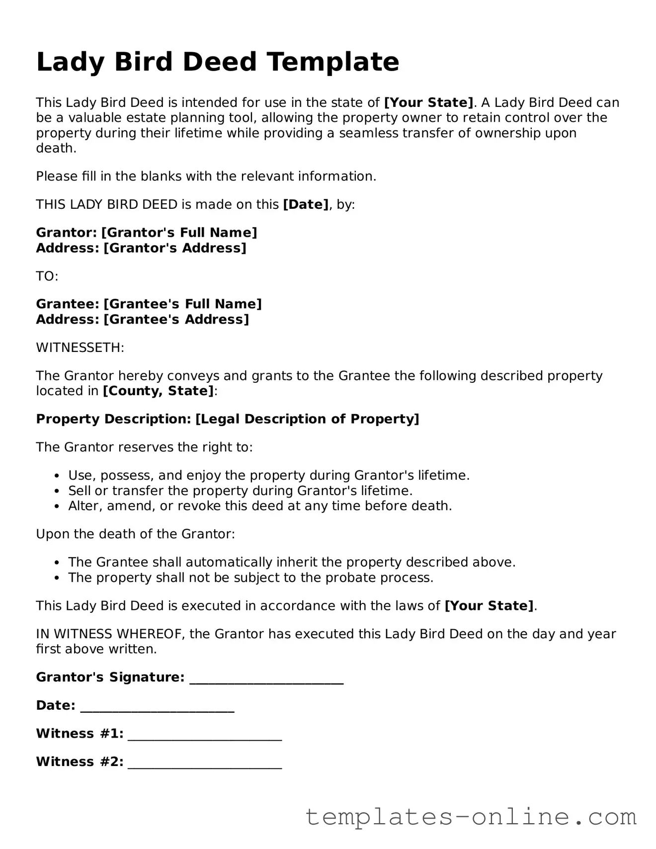Attorney-Verified Lady Bird Deed Template