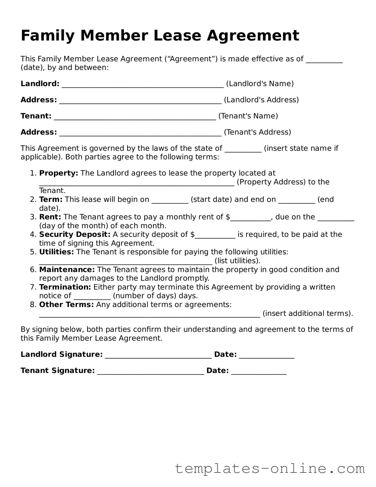 Attorney-Verified Family Member Lease Agreement Template