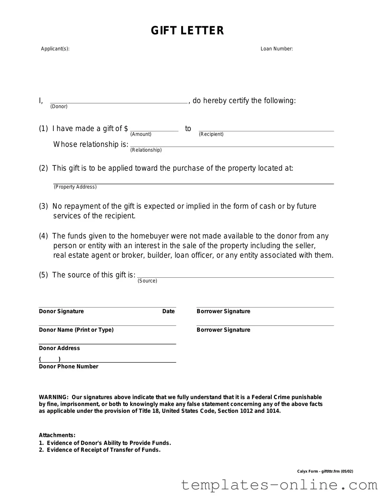 Gift Letter Template
