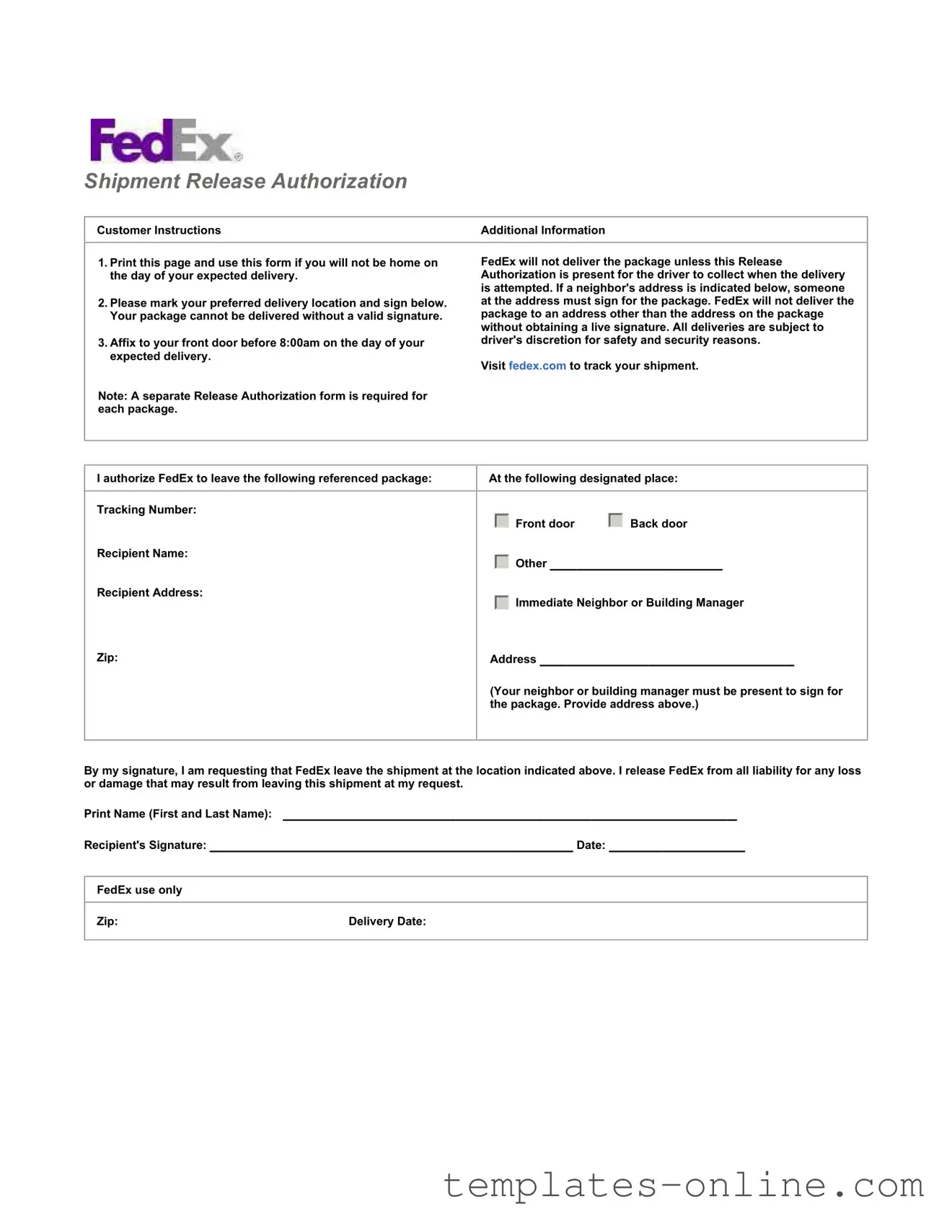 Fedex Release Template