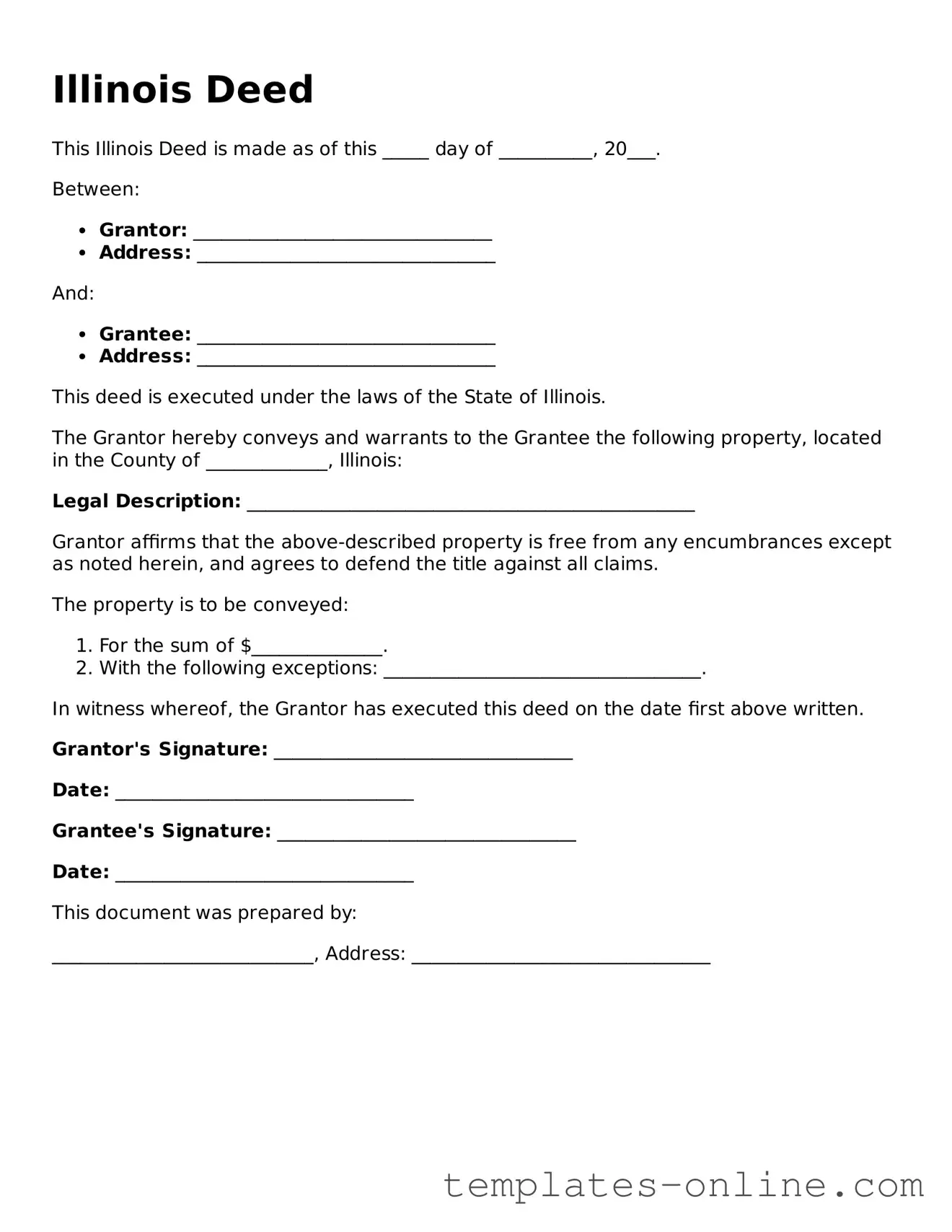 Valid  Deed Template for Illinois