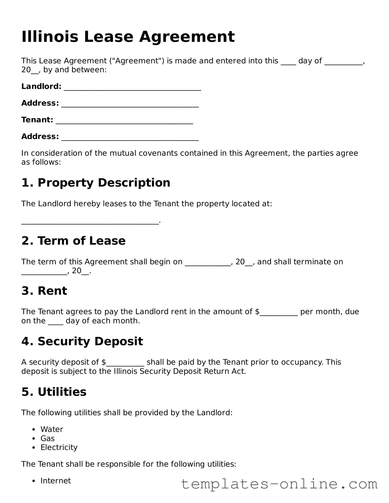 Valid  Lease Agreement Template for Illinois