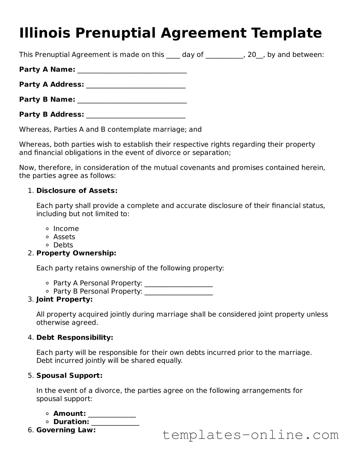 Valid  Prenuptial Agreement Template for Illinois