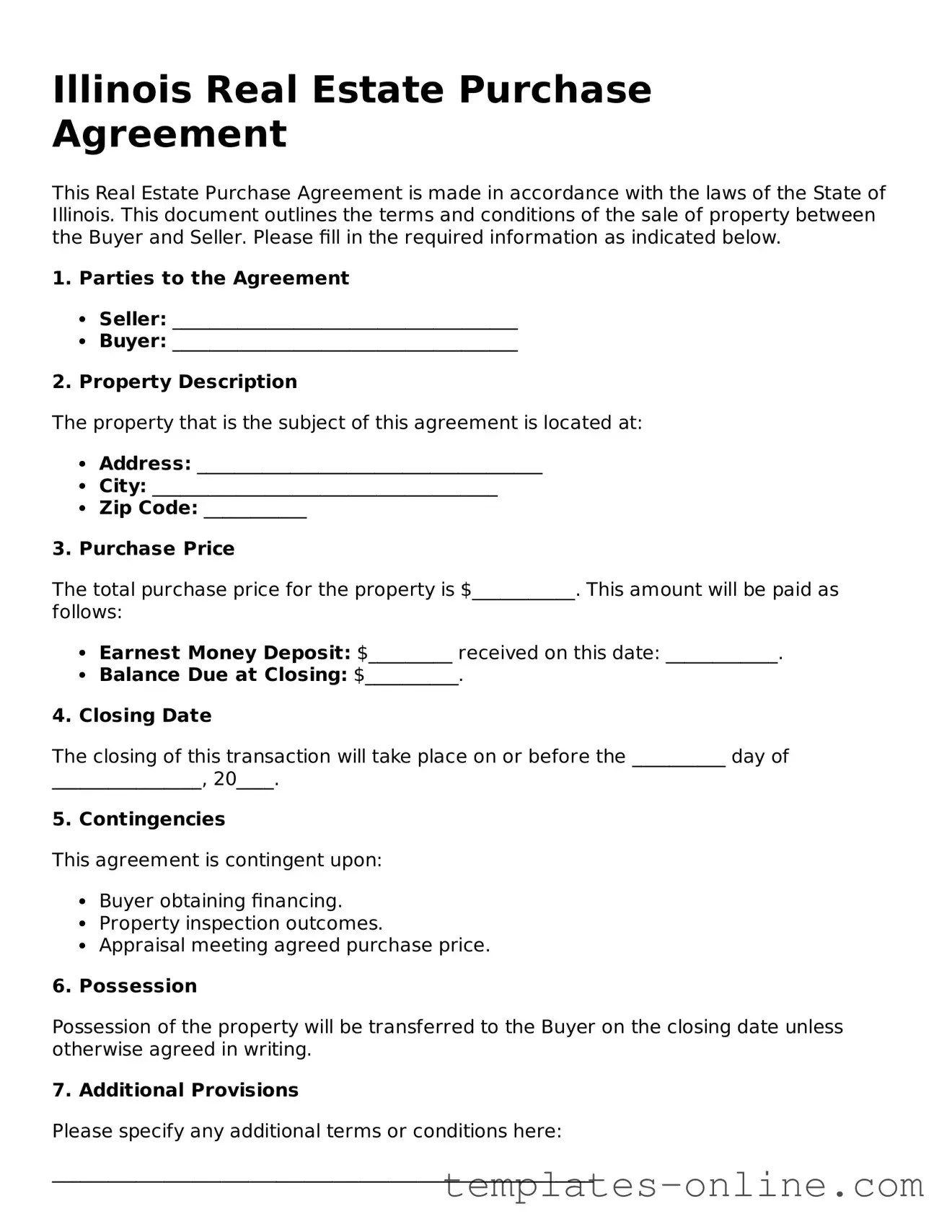 Valid  Real Estate Purchase Agreement Template for Illinois