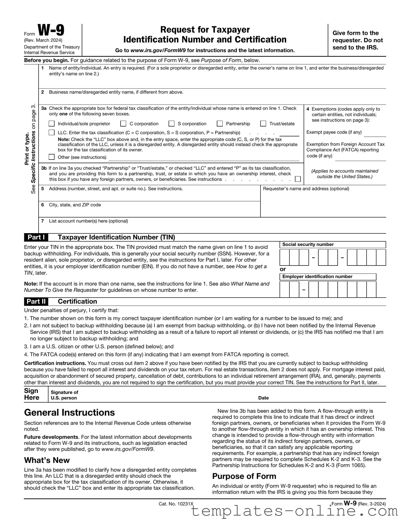 IRS W-9 Template