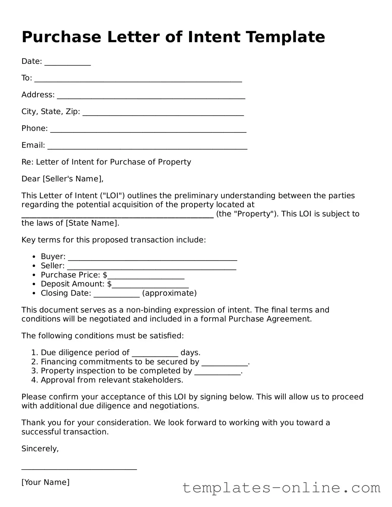 Attorney-Verified Purchase Letter of Intent Template