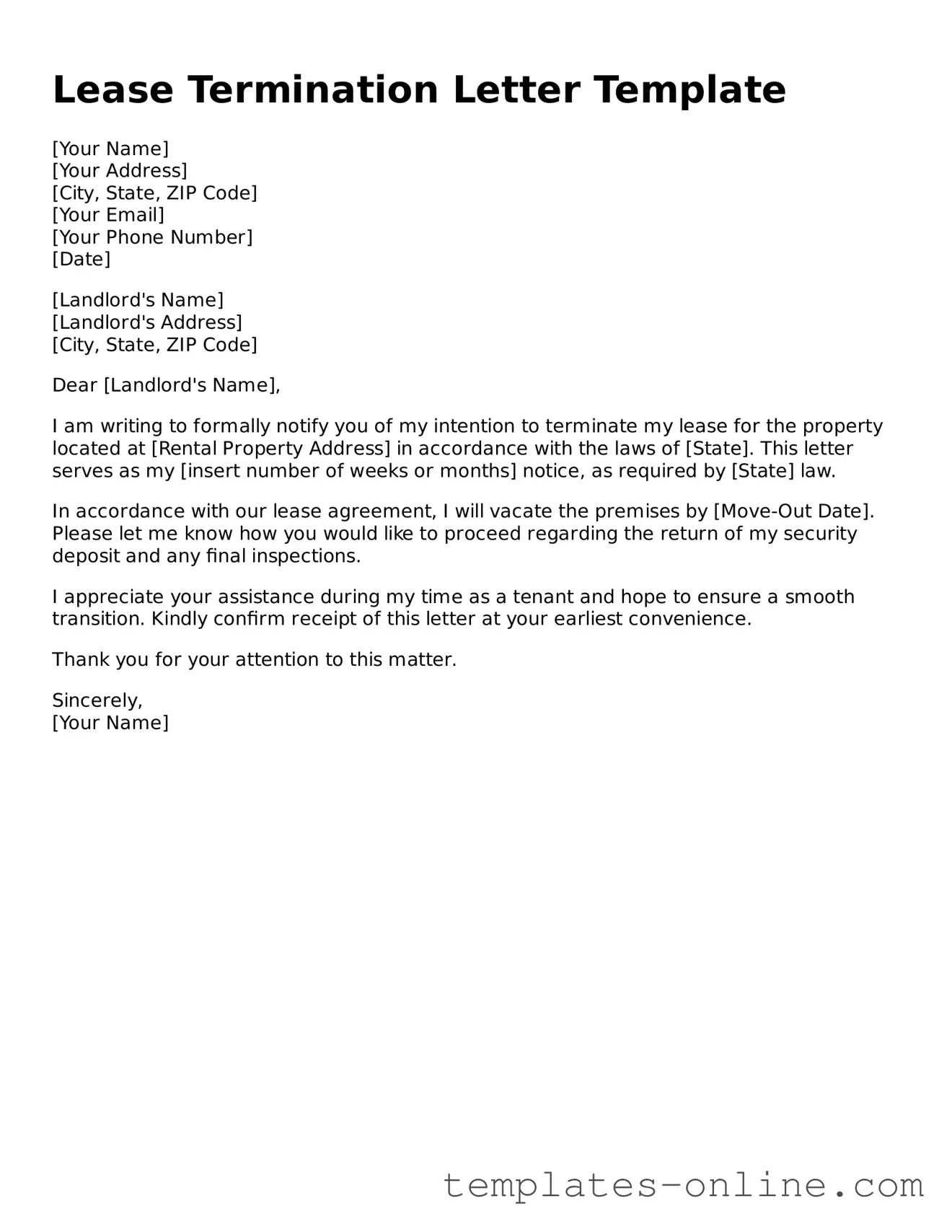 Attorney-Verified Lease Termination Letter Template