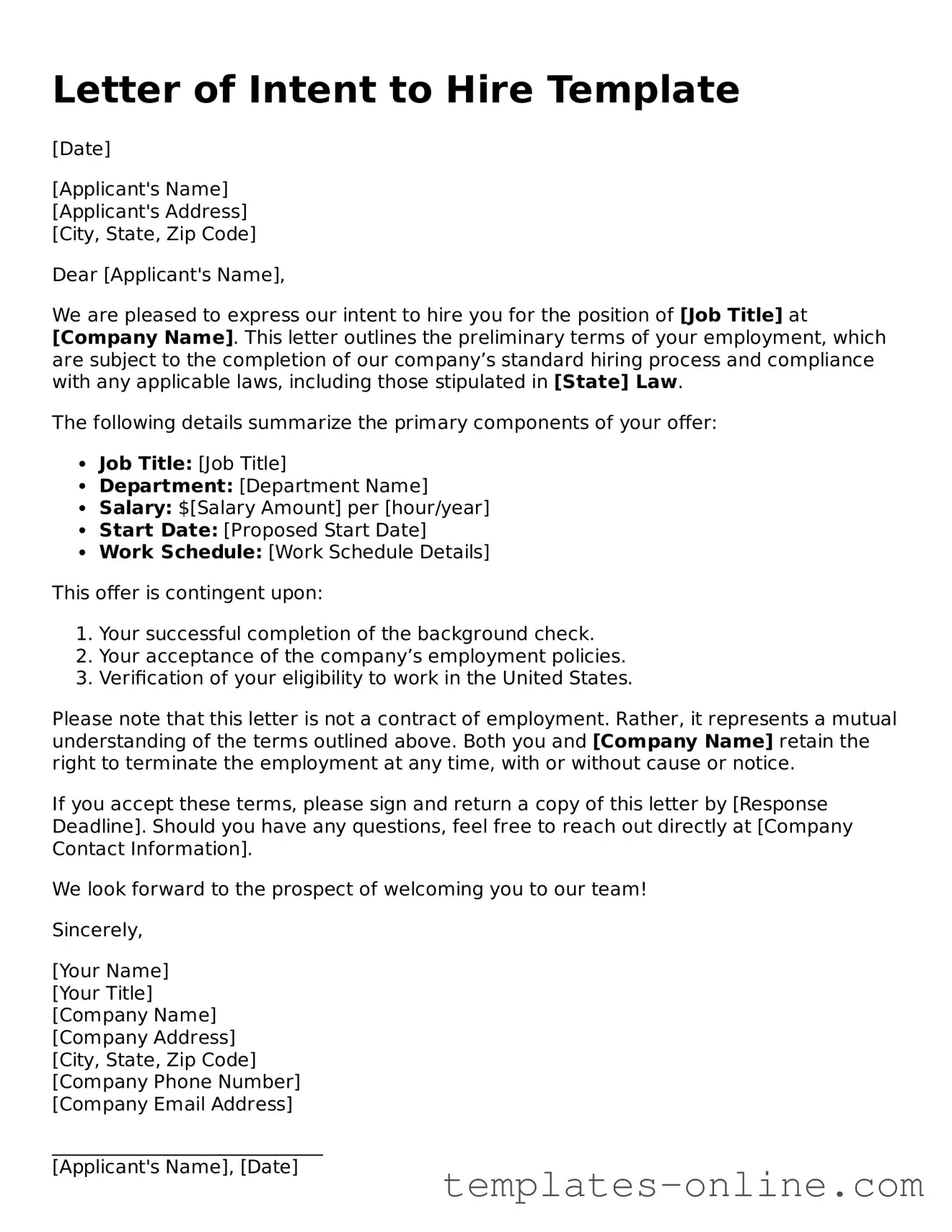 Attorney-Verified Letter of Intent to Hire Template