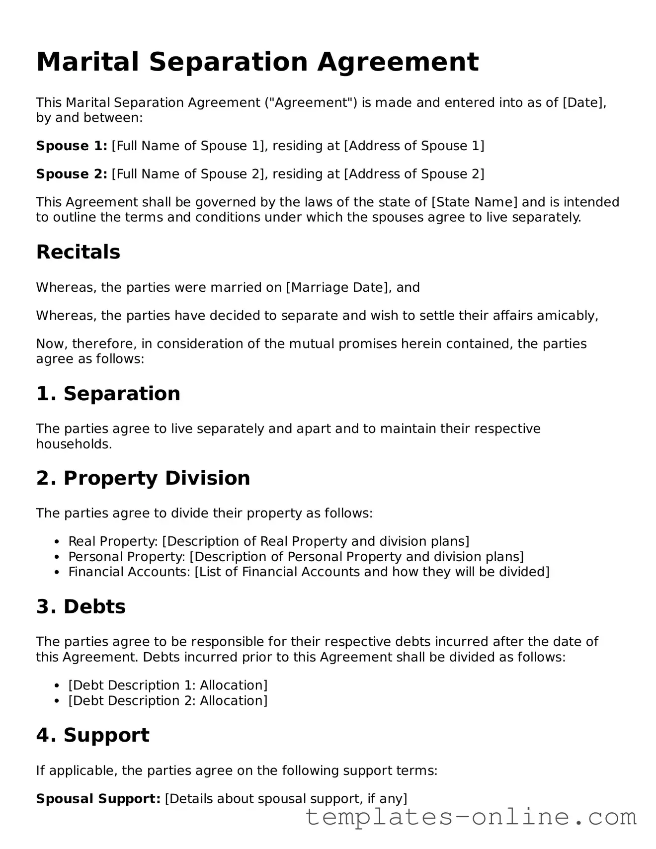 Attorney-Verified Marital Separation Agreement Template
