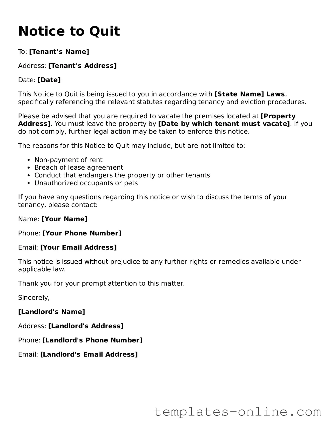 Attorney-Verified Notice to Quit Template