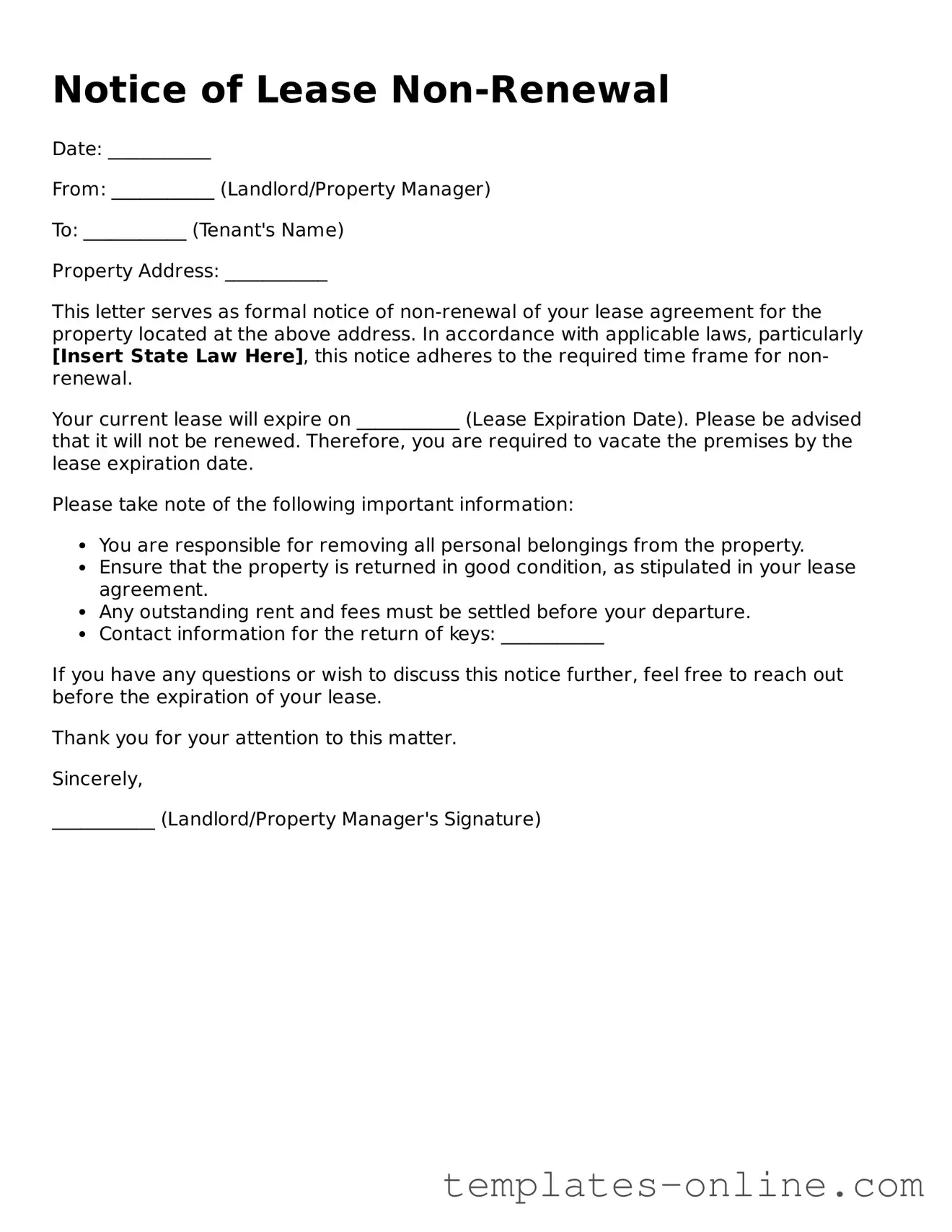 Attorney-Verified Notice of Lease Non-Renewal Template