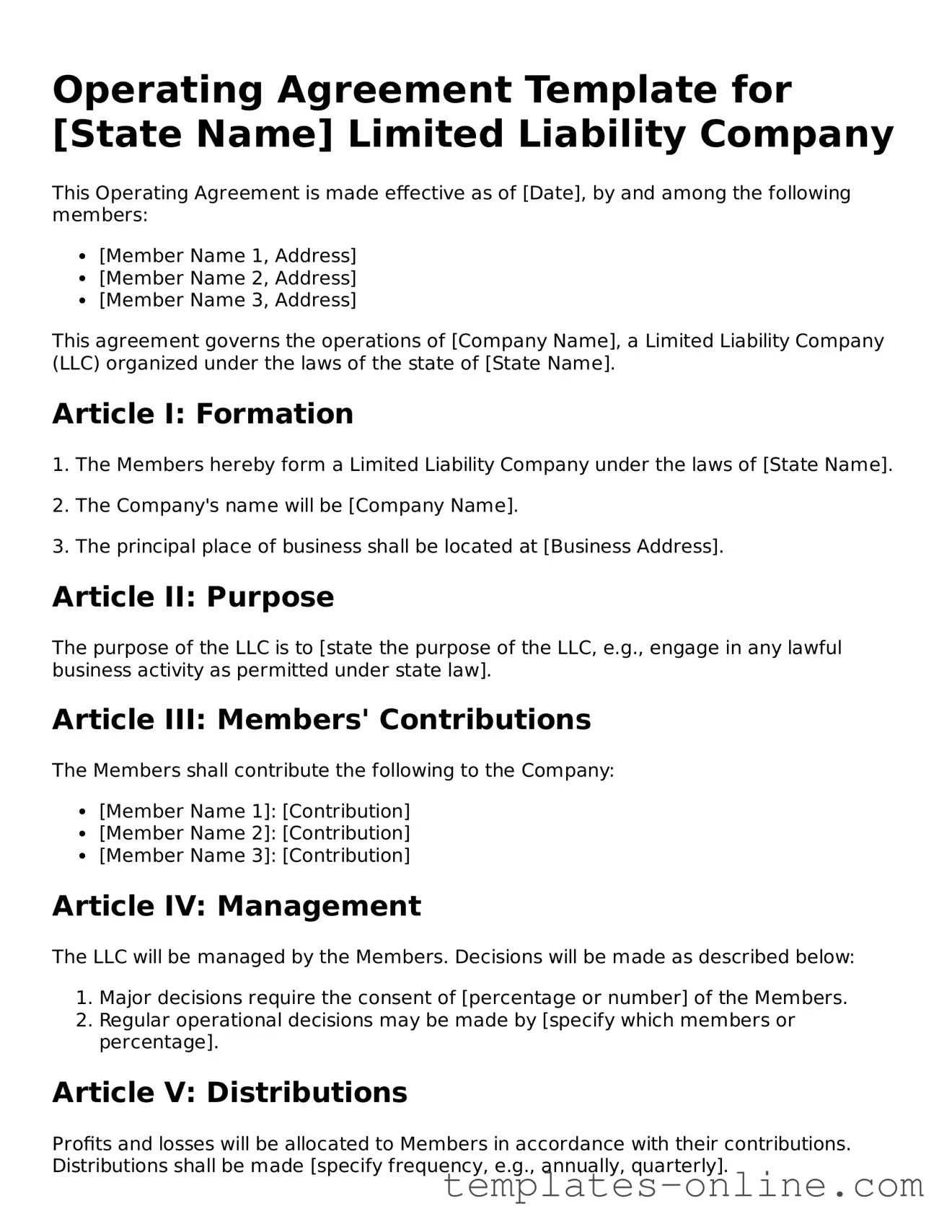 Attorney-Verified Operating Agreement Template