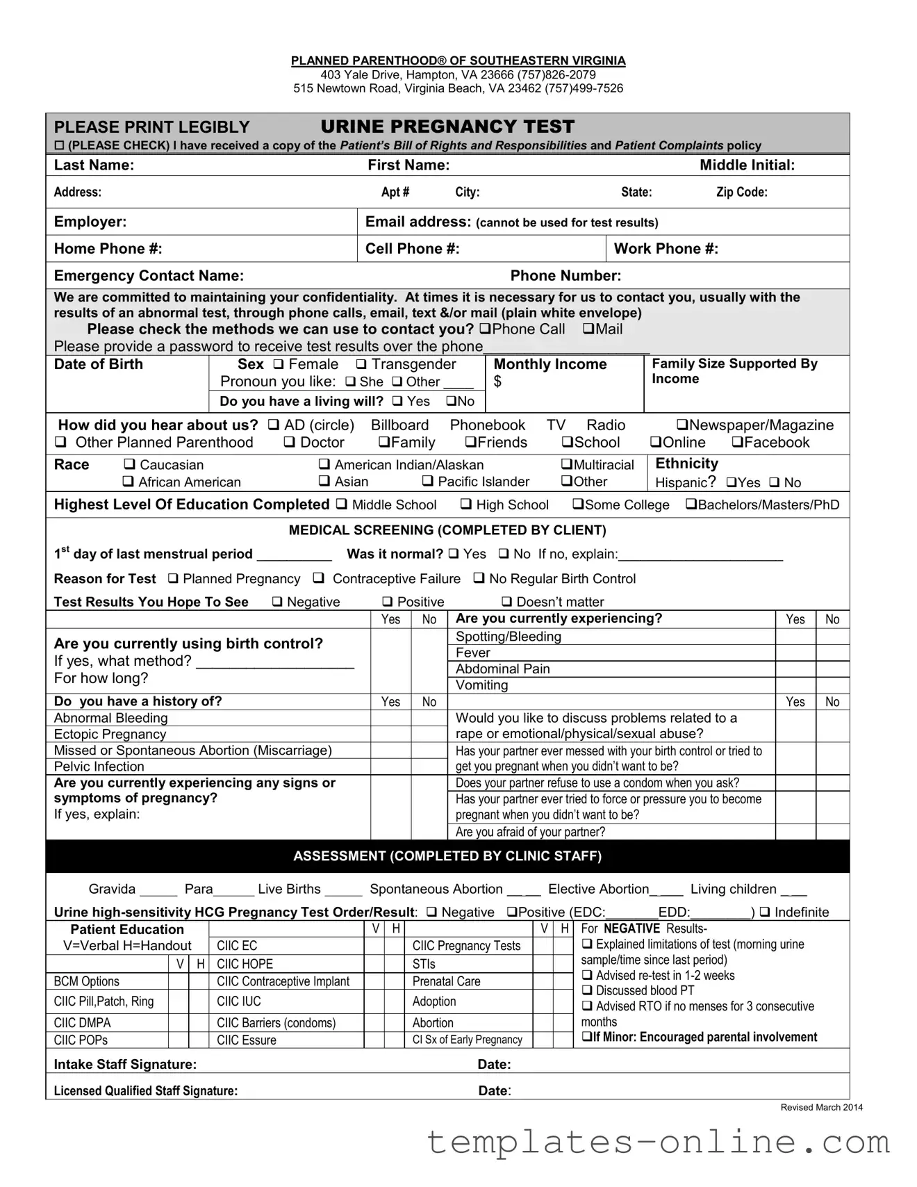 Planned Parenthood Proof Template