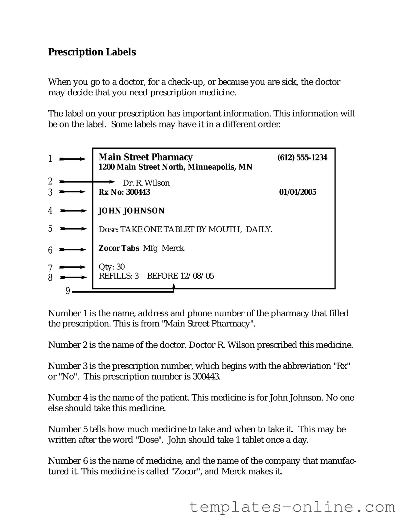 Prescription Label Template