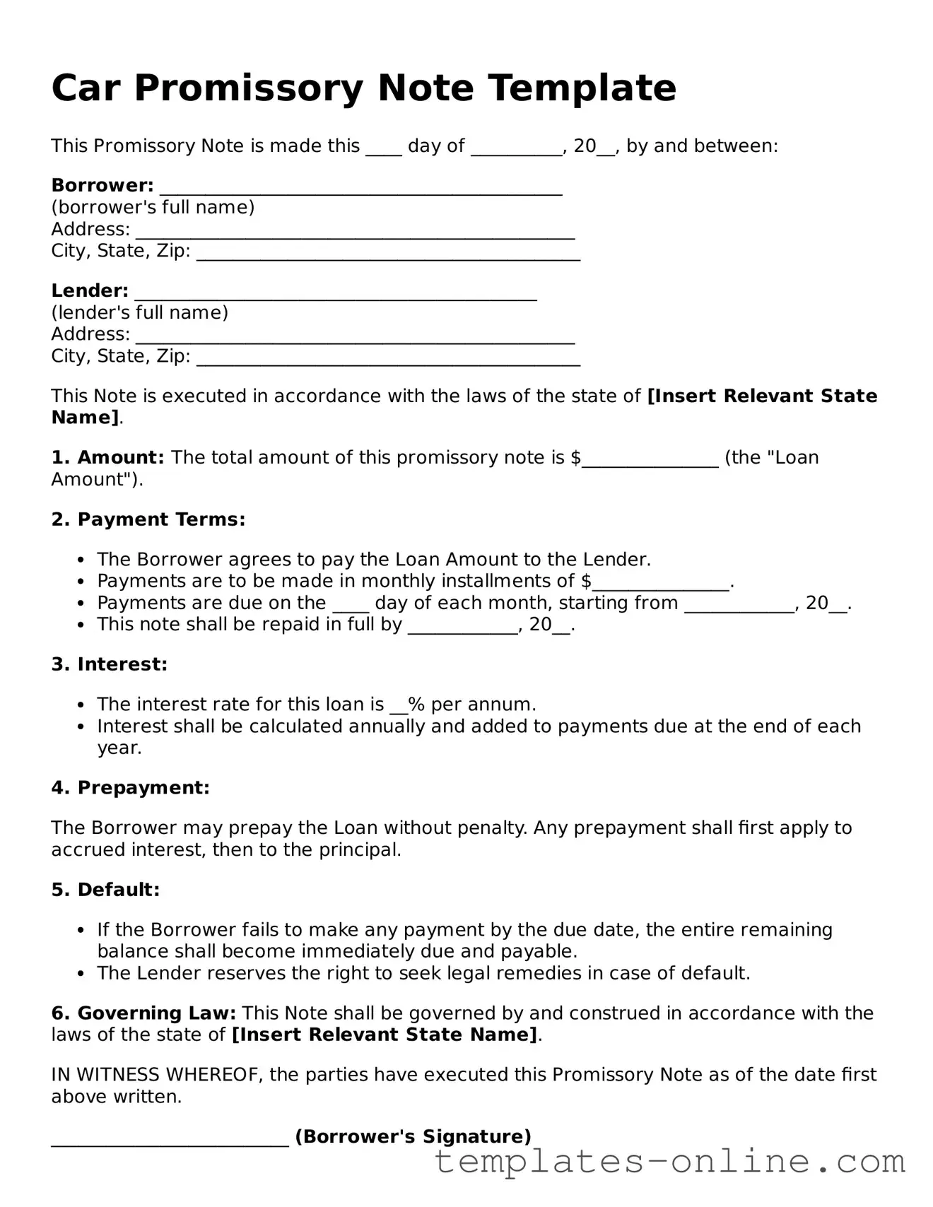 Attorney-Verified Promissory Note for a Car Template