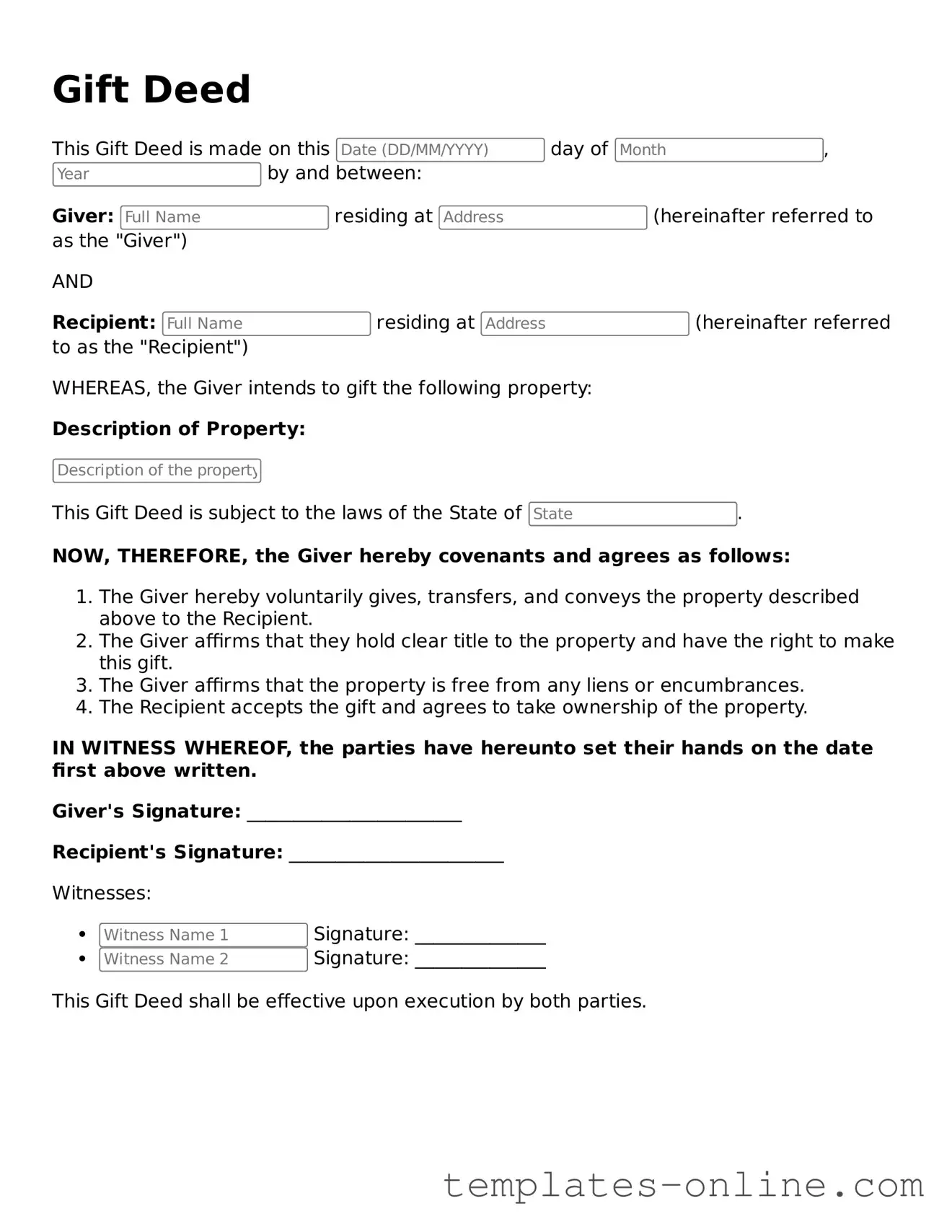 Attorney-Verified Gift Deed Template