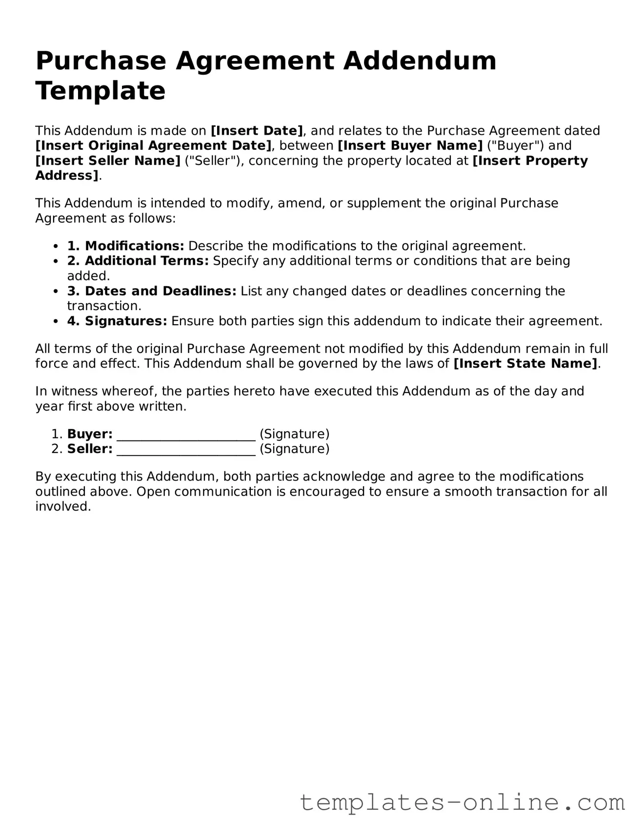 Attorney-Verified Purchase Agreement Addendum Template
