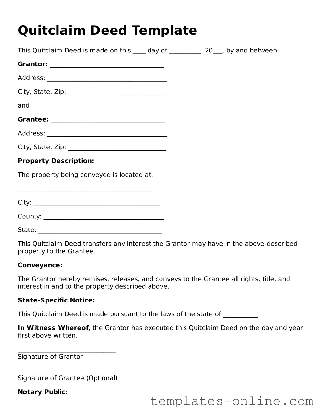 Attorney-Verified Quitclaim Deed Template