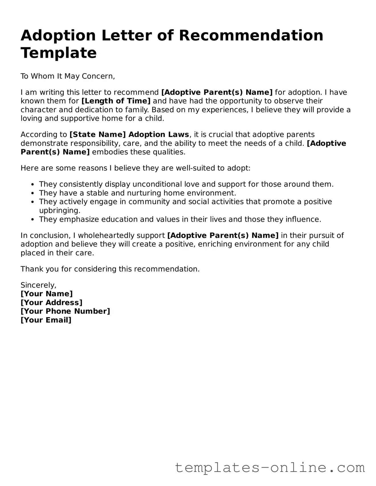 Attorney-Verified Adoption Letter of Recommendation Template