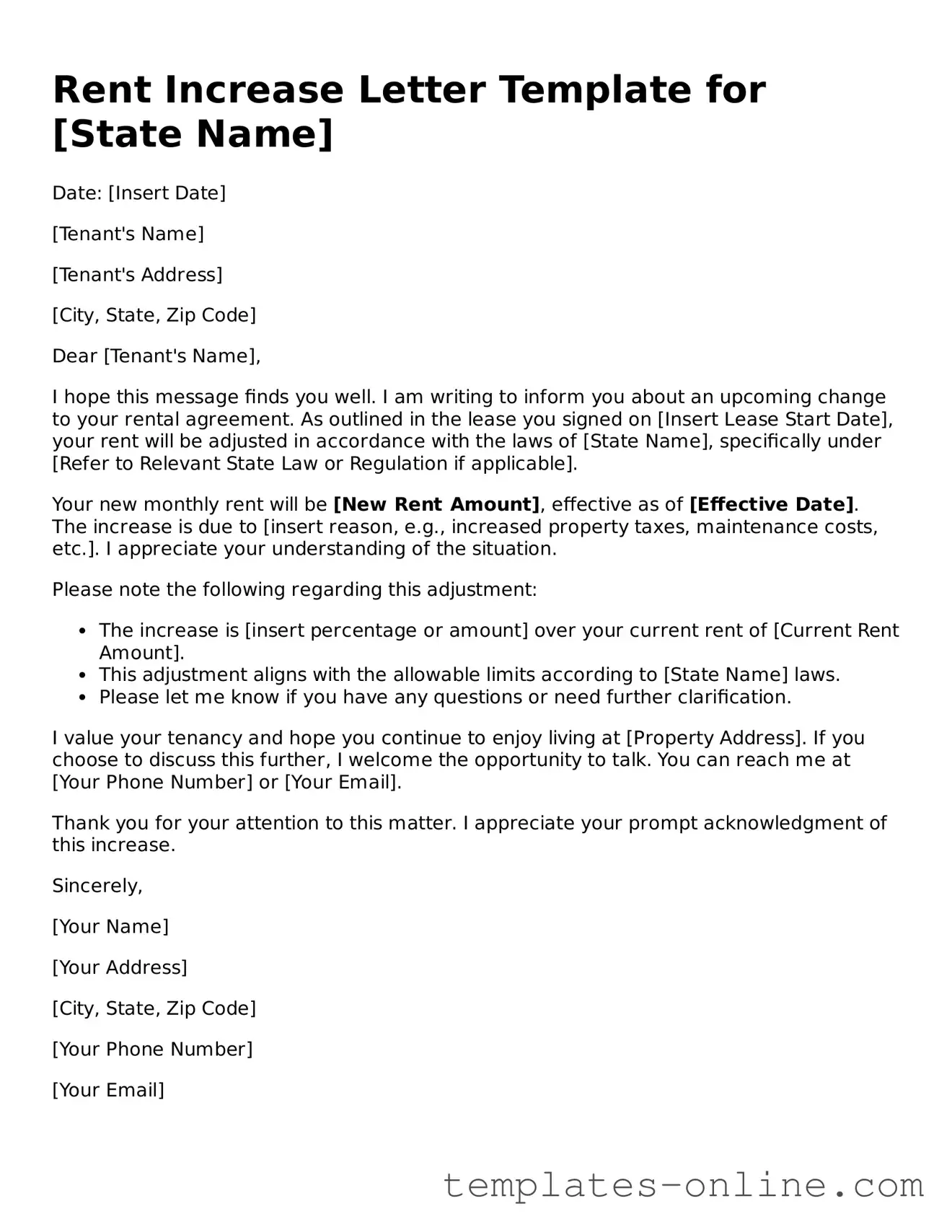 Attorney-Verified Rent Increase Letter Template