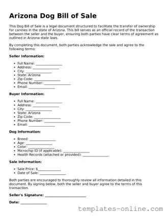 Valid  Dog Bill of Sale Template for Arizona