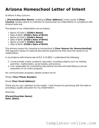 Valid  Homeschool Letter of Intent Template for Arizona
