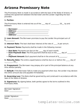 Valid  Promissory Note Template for Arizona
