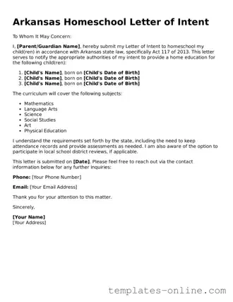 Valid  Homeschool Letter of Intent Template for Arkansas