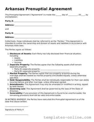 Valid  Prenuptial Agreement Template for Arkansas