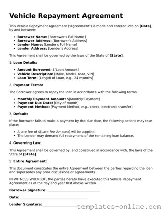 Attorney-Verified Vehicle Repayment Agreement Template