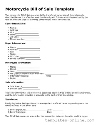 Attorney-Verified Motorcycle Bill of Sale Template