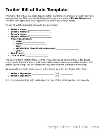 Attorney-Verified Trailer Bill of Sale Template
