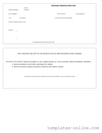 Auto Insurance Card Template