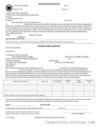 Chicago Title Waiver Format Template