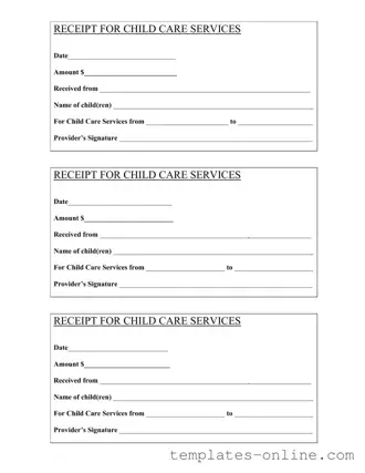 Childcare Receipt Template