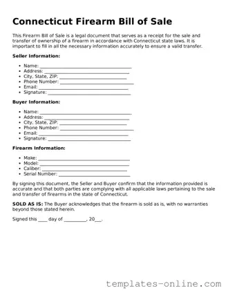 Valid  Firearm Bill of Sale Template for Connecticut