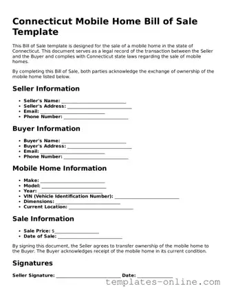 Valid  Mobile Home Bill of Sale Template for Connecticut